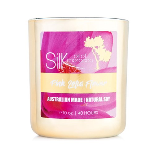 Natural Soy Candle - Pink Lotus Flower - Gold Jar